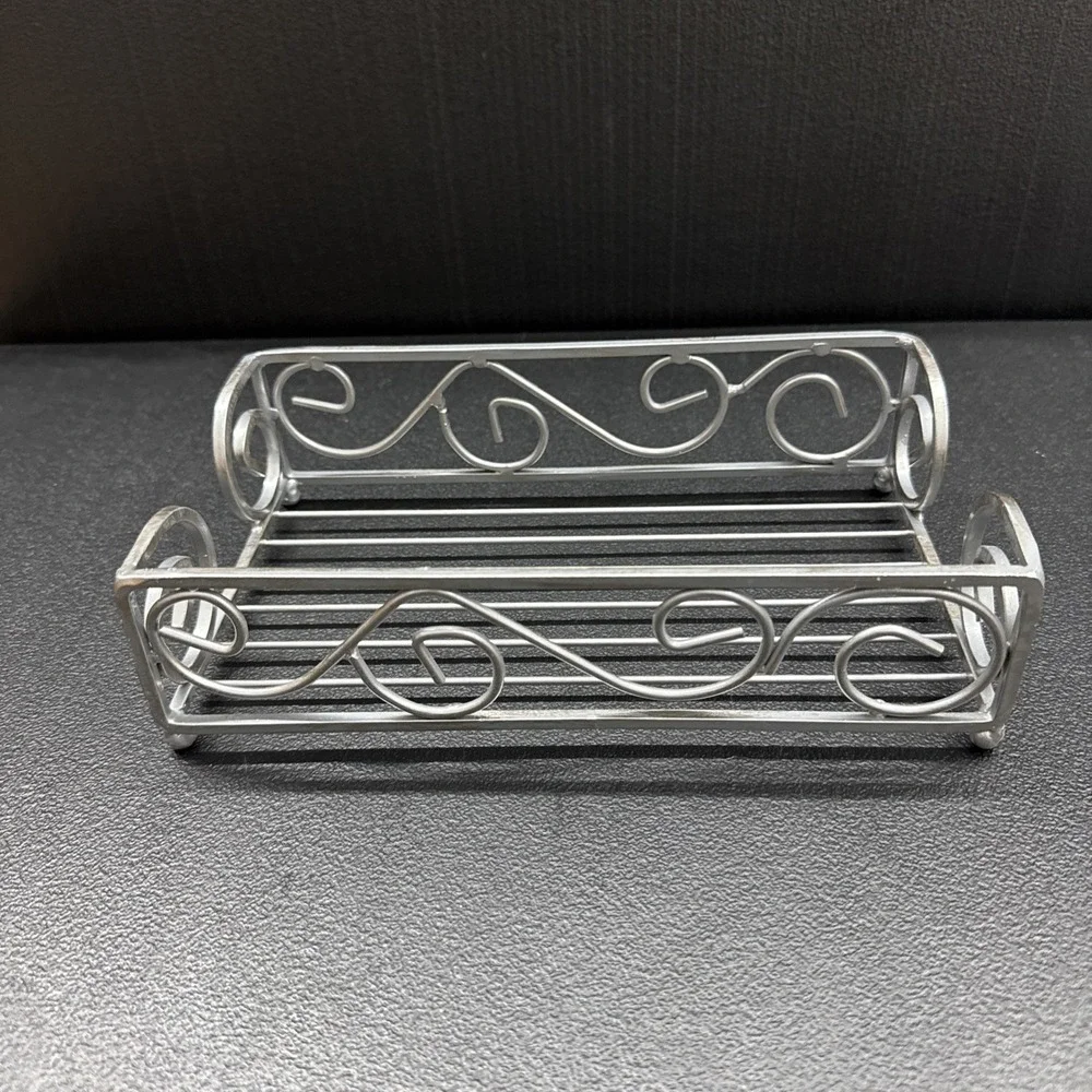 Guest Towel Holder Tray for Bathroom – Silver Napkin Holder for Disposable